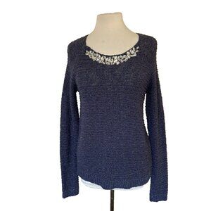 INC Womens Knit Sheer Sweater Blue Size L